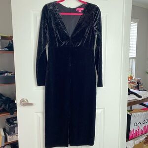 Betsey Johnson Black Velvet Midi Dress